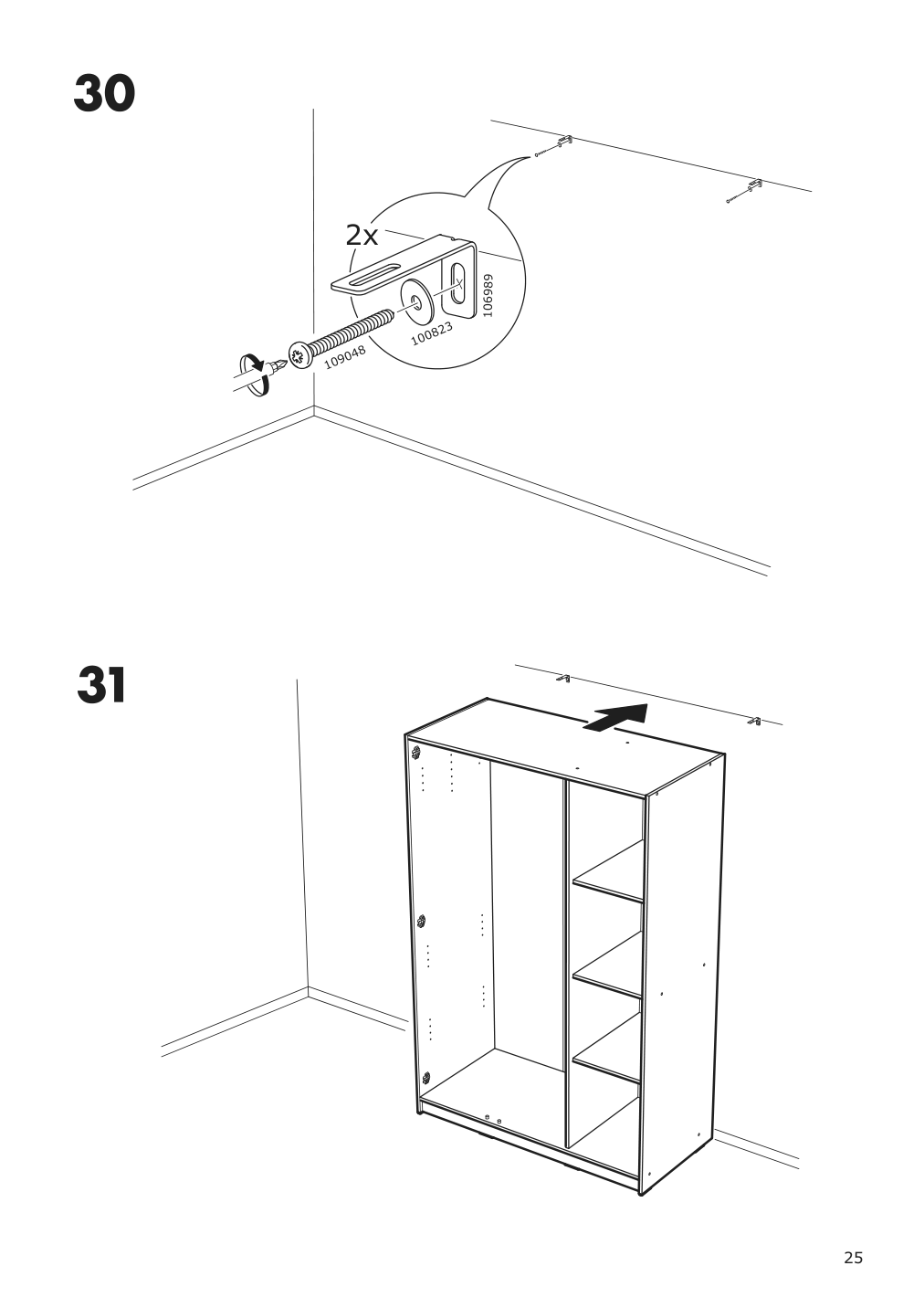 Assembly instructions for IKEA Rakkestad wardrobe with 3 doors black brown | Page 25 - IKEA RAKKESTAD wardrobe with 3 doors 704.537.62