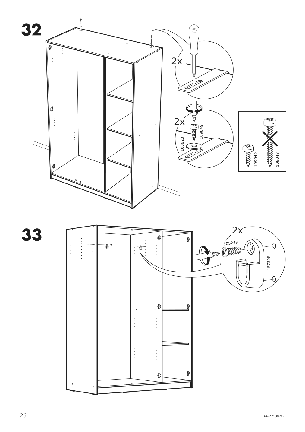 Assembly instructions for IKEA Rakkestad wardrobe with 3 doors black brown | Page 26 - IKEA RAKKESTAD wardrobe with 3 doors 704.537.62