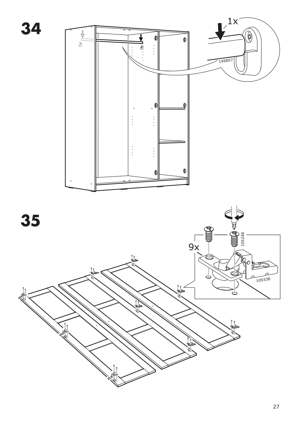 Assembly instructions for IKEA Rakkestad wardrobe with 3 doors black brown | Page 27 - IKEA RAKKESTAD wardrobe with 3 doors 704.537.62