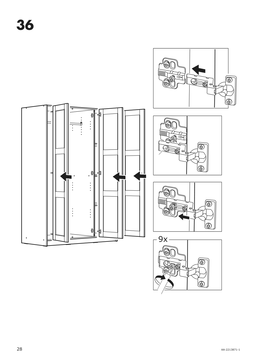 Assembly instructions for IKEA Rakkestad wardrobe with 3 doors black brown | Page 28 - IKEA RAKKESTAD wardrobe with 3 doors 704.537.62