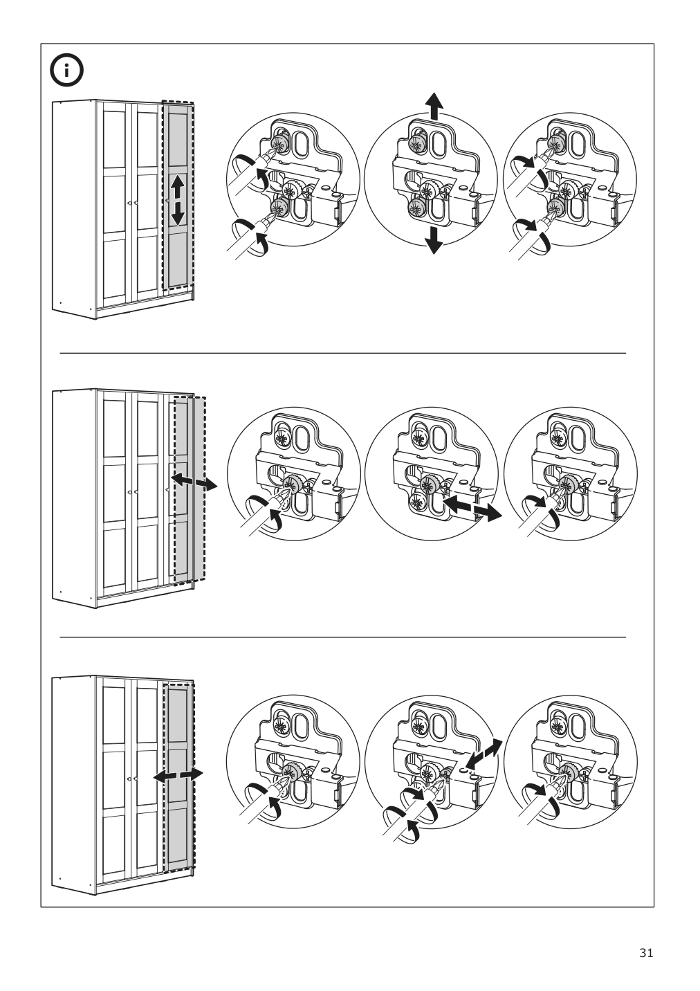 Assembly instructions for IKEA Rakkestad wardrobe with 3 doors black brown | Page 31 - IKEA RAKKESTAD wardrobe with 3 doors 704.537.62