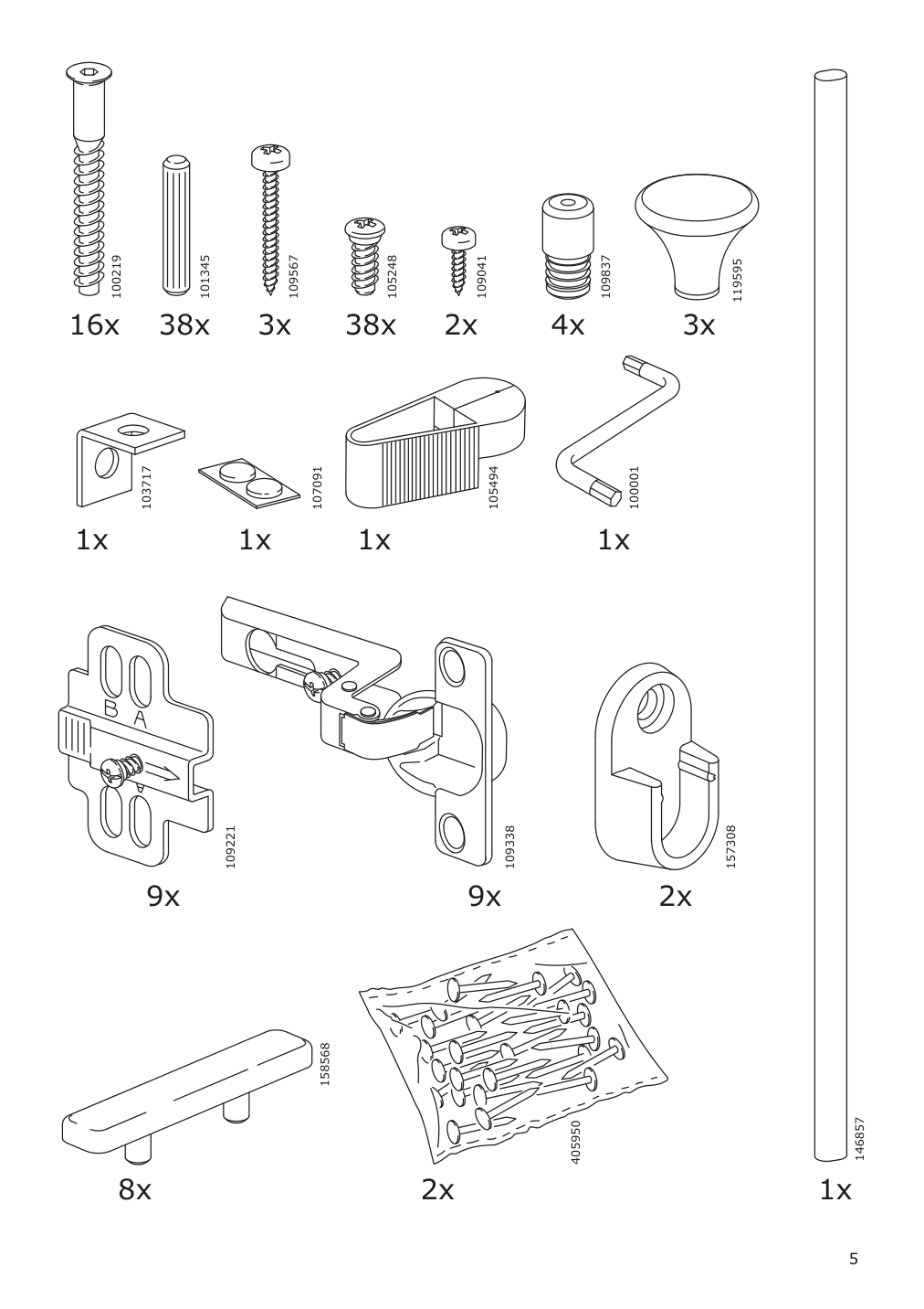 Assembly instructions for IKEA Rakkestad wardrobe with 3 doors black brown | Page 5 - IKEA RAKKESTAD wardrobe with 3 doors 704.537.62