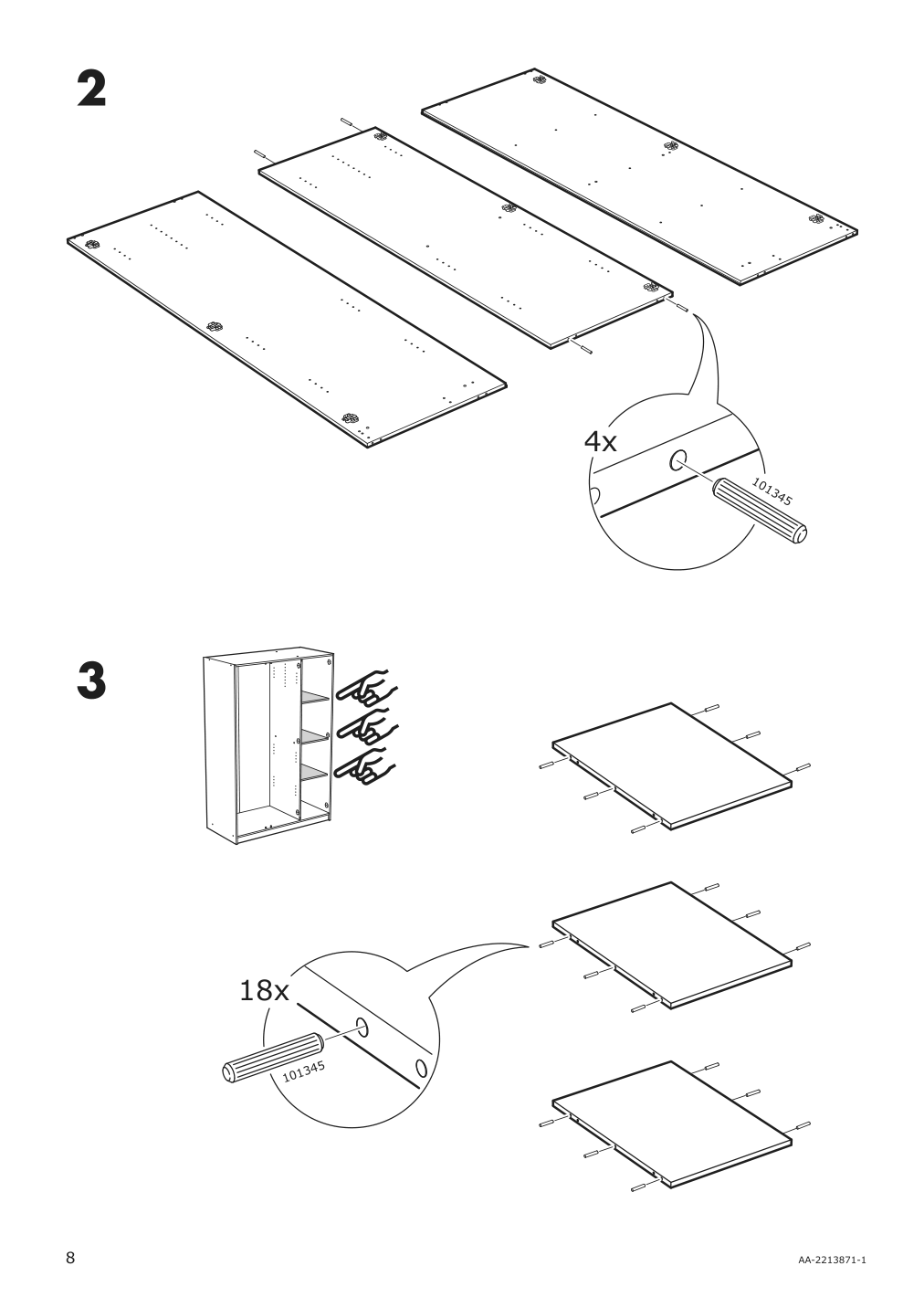 Assembly instructions for IKEA Rakkestad wardrobe with 3 doors black brown | Page 8 - IKEA RAKKESTAD wardrobe with 3 doors 704.537.62