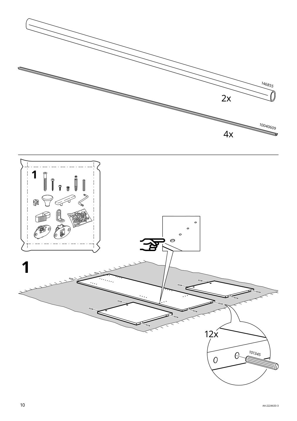 Assembly instructions for IKEA Rakkestad wardrobe with sliding doors black brown | Page 10 - IKEA RAKKESTAD wardrobe with sliding doors 604.537.67