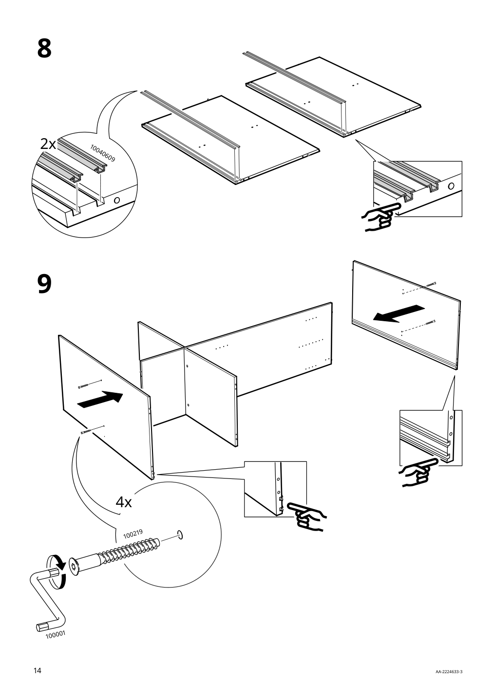 Assembly instructions for IKEA Rakkestad wardrobe with sliding doors black brown | Page 14 - IKEA RAKKESTAD wardrobe with sliding doors 604.537.67