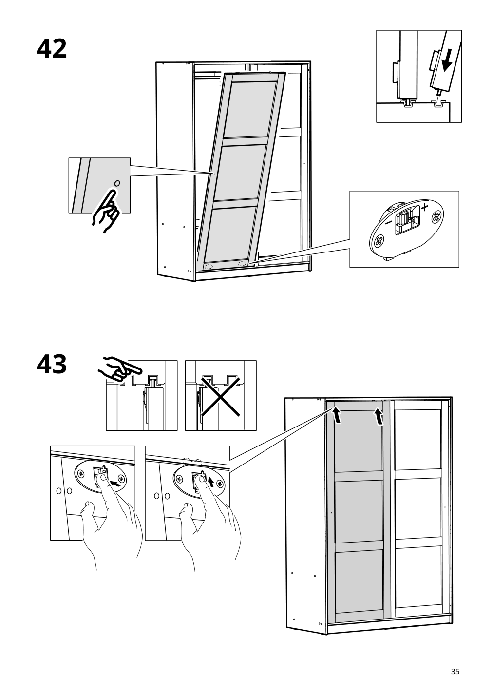 Assembly instructions for IKEA Rakkestad wardrobe with sliding doors black brown | Page 35 - IKEA RAKKESTAD wardrobe with sliding doors 604.537.67