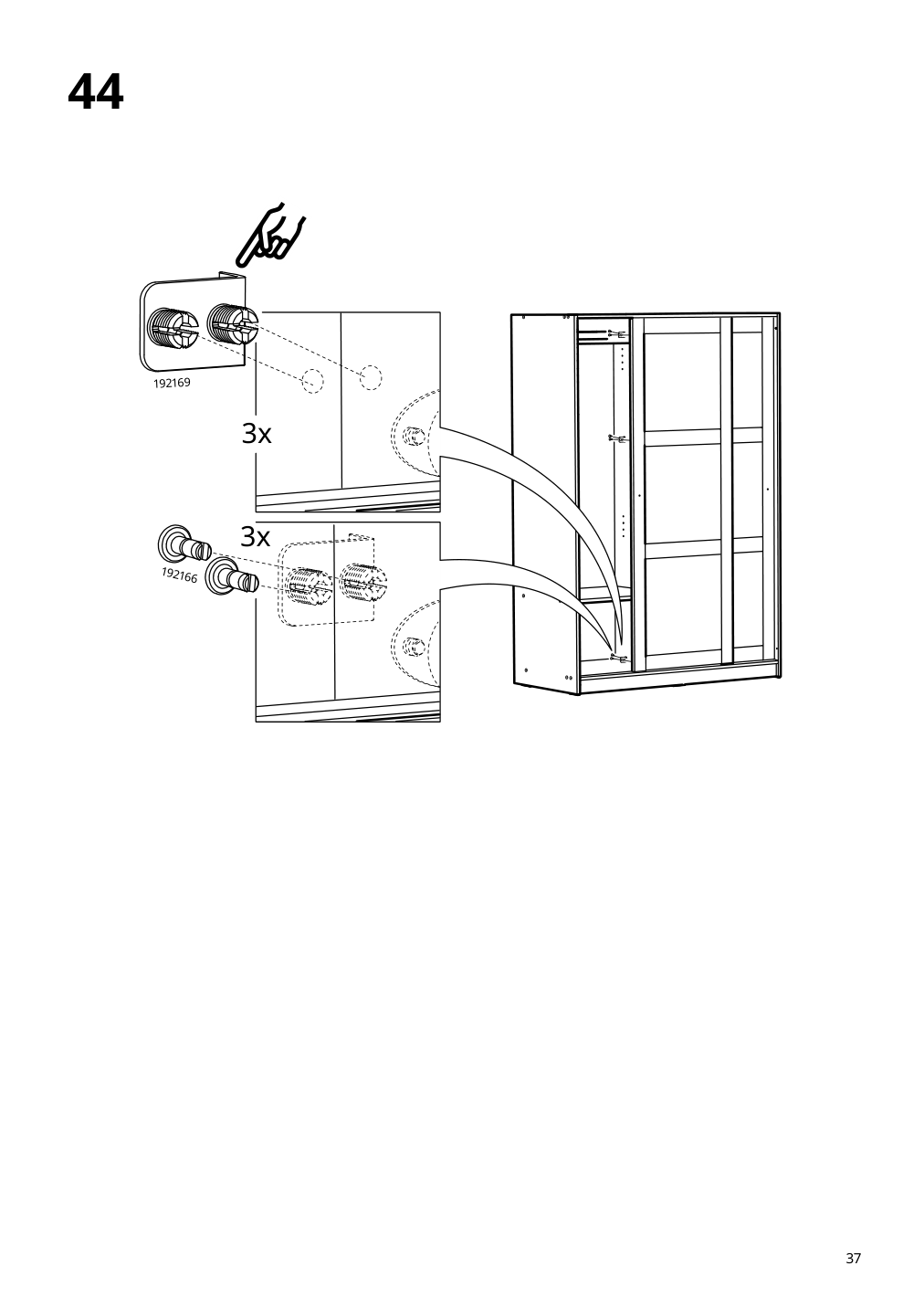 Assembly instructions for IKEA Rakkestad wardrobe with sliding doors black brown | Page 37 - IKEA RAKKESTAD wardrobe with sliding doors 604.537.67