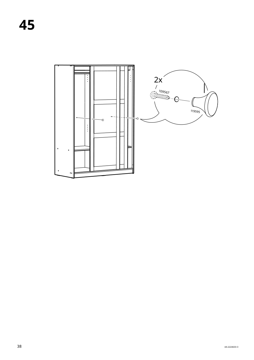 Assembly instructions for IKEA Rakkestad wardrobe with sliding doors black brown | Page 38 - IKEA RAKKESTAD wardrobe with sliding doors 604.537.67