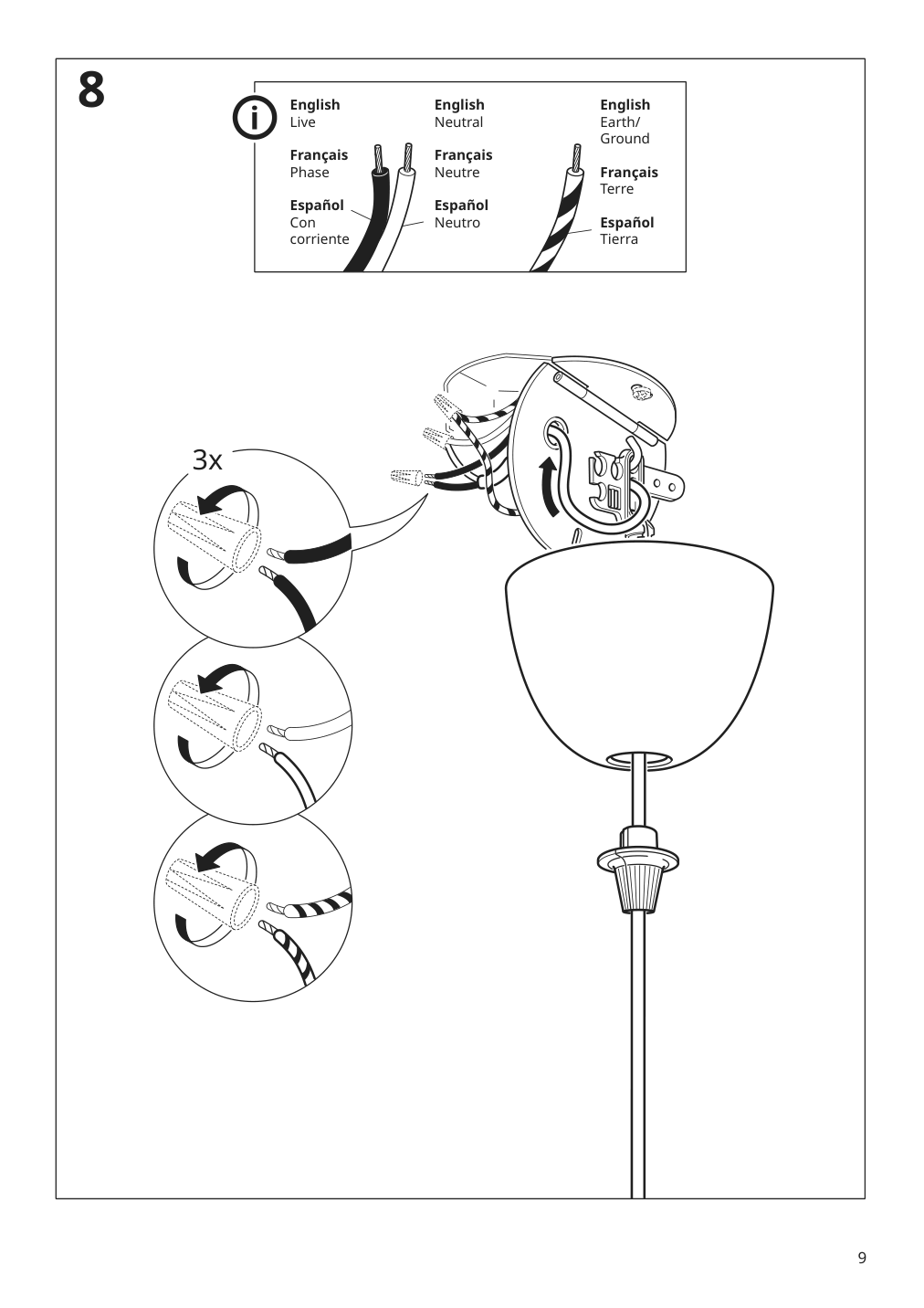 Assembly instructions for IKEA Ramsele pendant lamp geometric white | Page 9 - IKEA RAMSELE pendant lamp 504.070.97