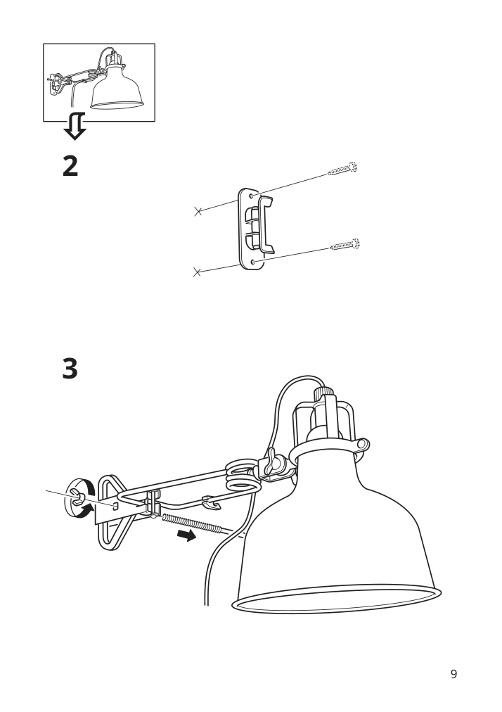 Assembly instructions for IKEA Ranarp wall clamp spotlight black | Page 9 - IKEA RANARP wall/clamp spotlight 703.313.94