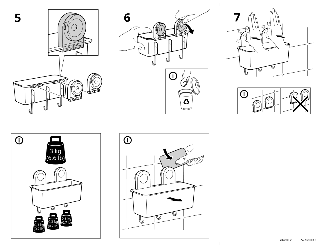 Assembly instructions for IKEA Ranen shower soap basket with hook | Page 2 - IKEA RÅNEN shower/soap basket with hook 505.329.49