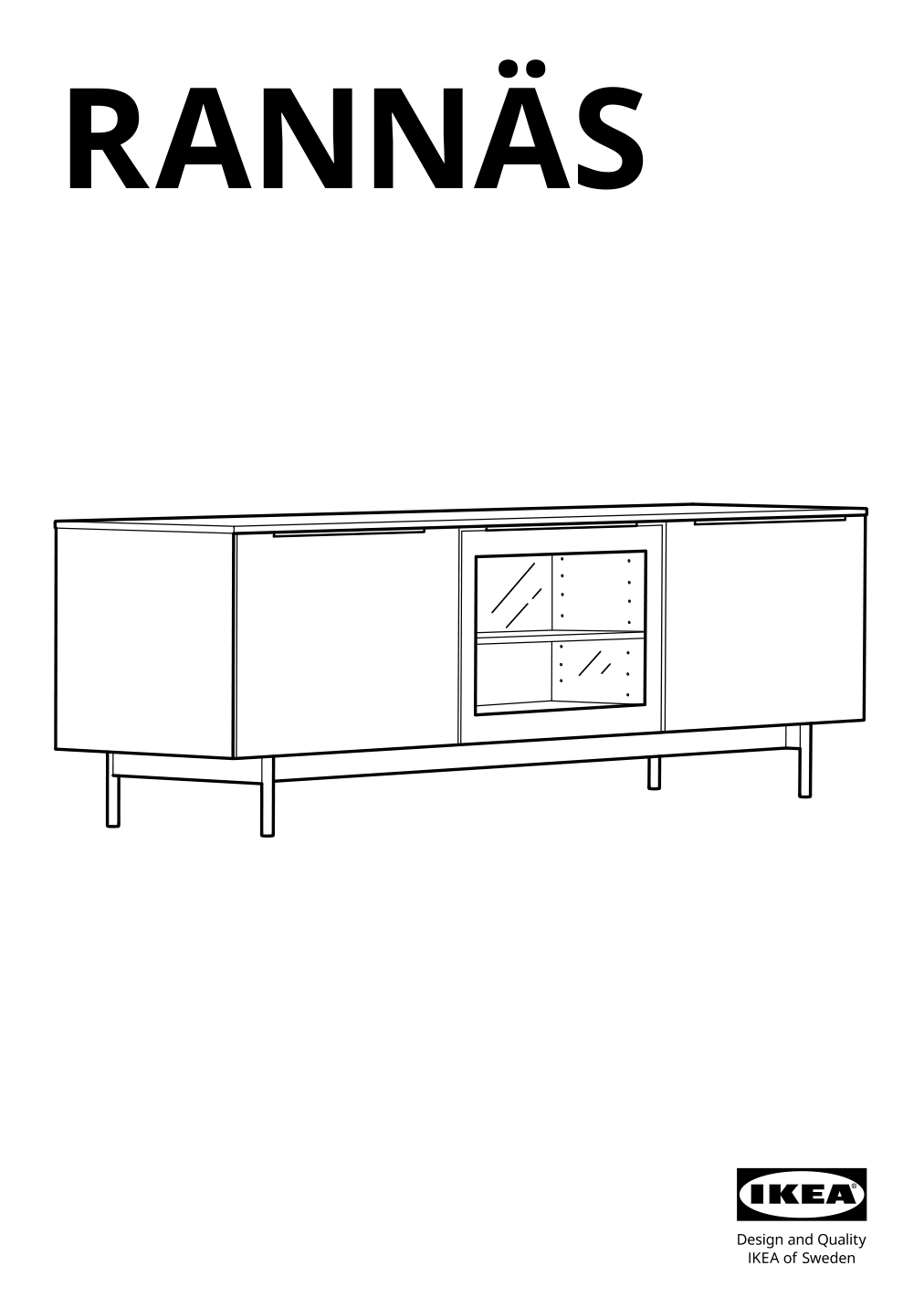 Assembly instructions for IKEA Rannaes tv unit with doors black black glass | Page 1 - IKEA RANNÄS TV unit with doors 105.661.92