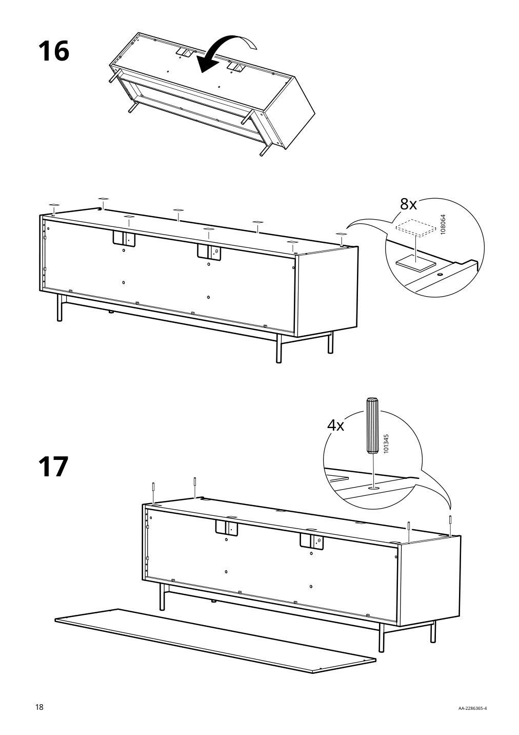 Assembly instructions for IKEA Rannaes tv unit with doors black black glass | Page 18 - IKEA RANNÄS TV unit with doors 305.067.53