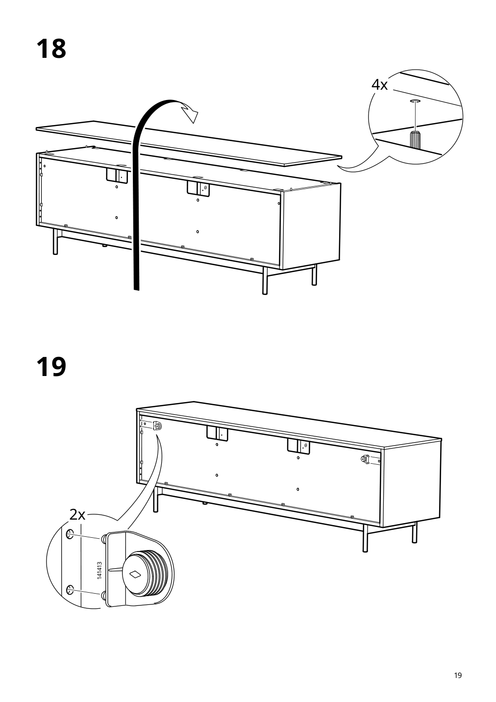 Assembly instructions for IKEA Rannaes tv unit with doors black black glass | Page 19 - IKEA RANNÄS TV unit with doors 105.661.92