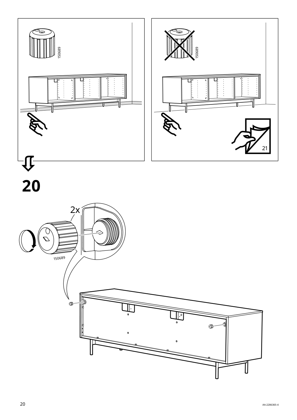 Assembly instructions for IKEA Rannaes tv unit with doors black black glass | Page 20 - IKEA RANNÄS TV unit with doors 305.067.53