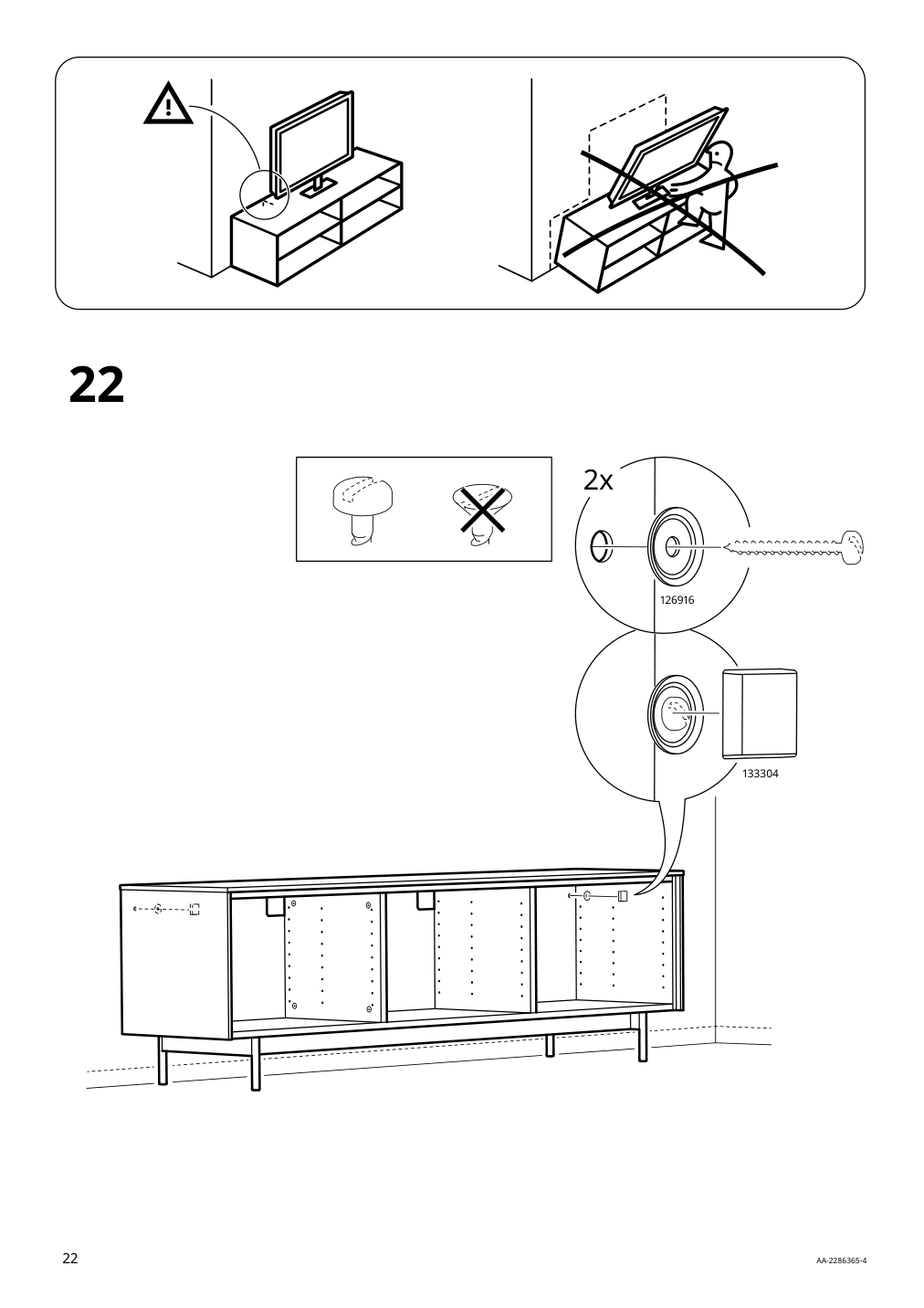 Assembly instructions for IKEA Rannaes tv unit with doors black black glass | Page 22 - IKEA RANNÄS TV unit with doors 305.067.53