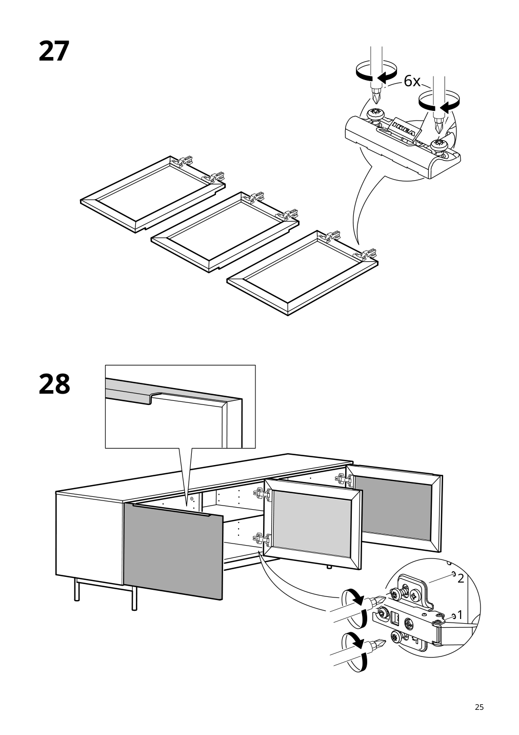 Assembly instructions for IKEA Rannaes tv unit with doors black black glass | Page 25 - IKEA RANNÄS TV unit with doors 305.067.53