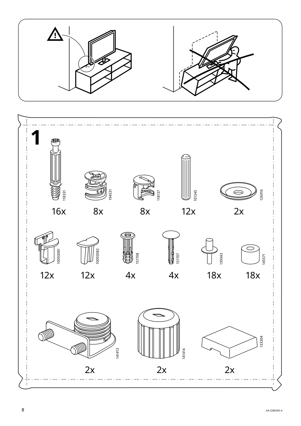 Assembly instructions for IKEA Rannaes tv unit with doors black black glass | Page 8 - IKEA RANNÄS TV unit with doors 105.661.92