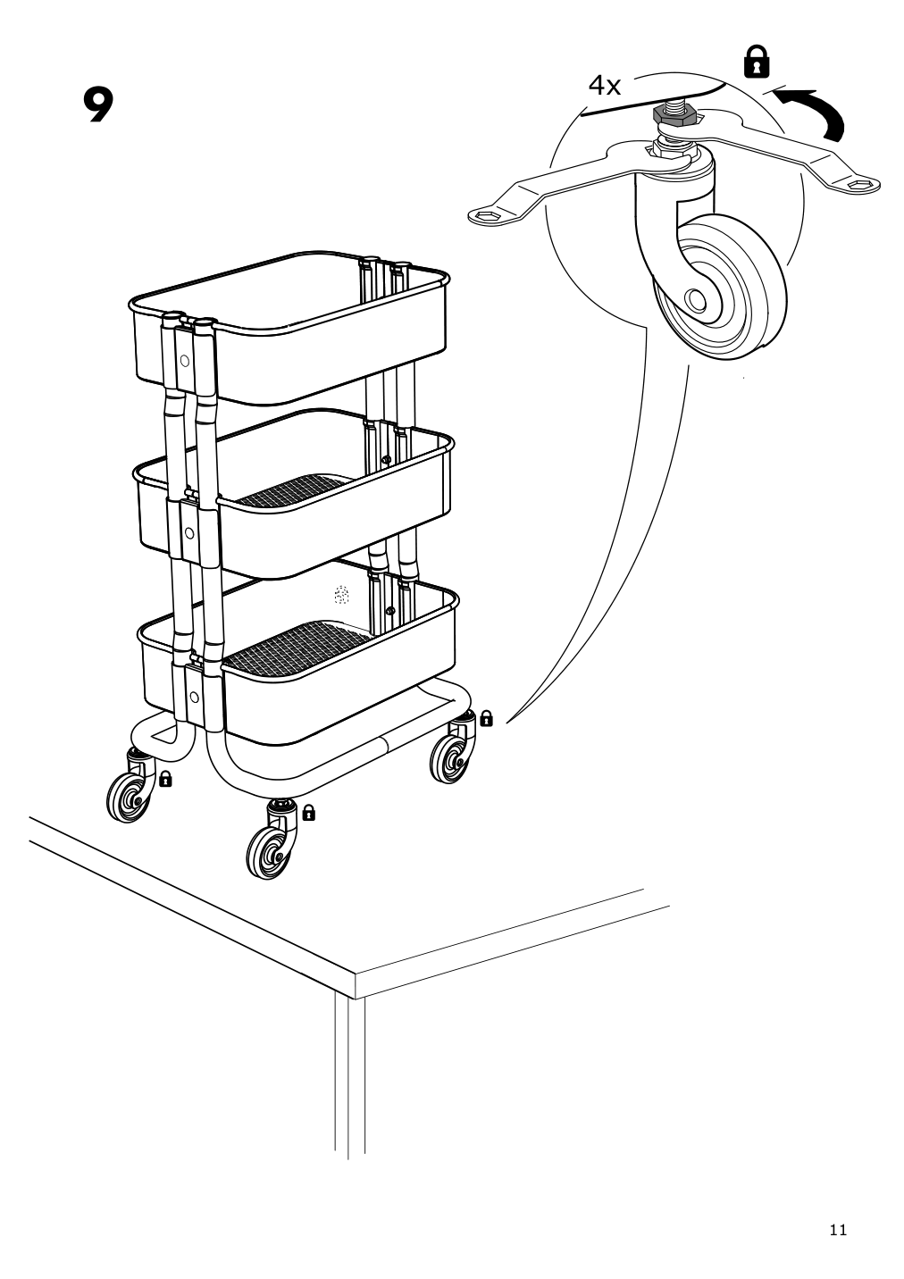 Assembly instructions for IKEA Rashult utility cart white | Page 11 - IKEA RÅSHULT utility cart 204.630.56