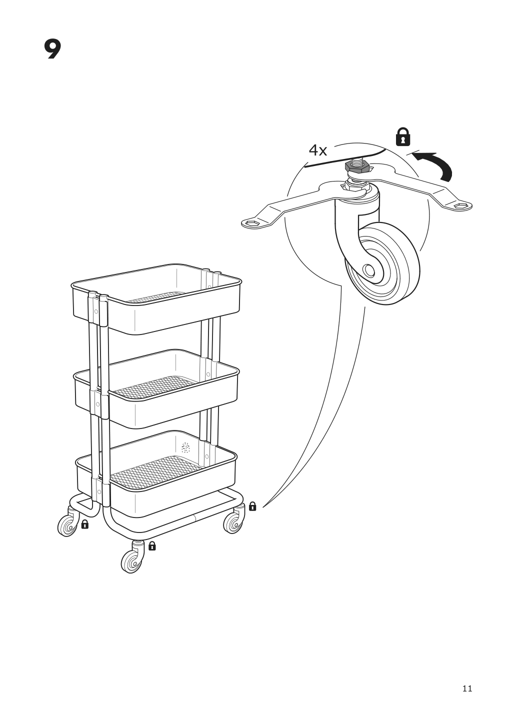 Assembly instructions for IKEA Raskog utility cart black | Page 11 - IKEA RÅSKOG utility cart 903.339.76