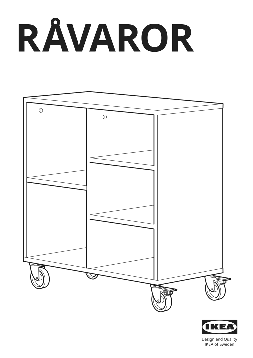 Assembly instructions for IKEA Ravaror open storage unit on casters oak veneer | Page 1 - IKEA RÅVAROR Open storage unit on casters 504.545.07