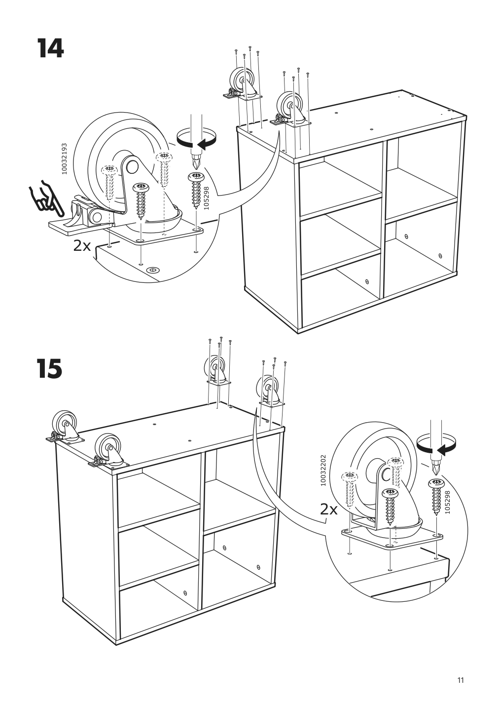 Assembly instructions for IKEA Ravaror open storage unit on casters oak veneer | Page 11 - IKEA RÅVAROR Open storage unit on casters 504.545.07