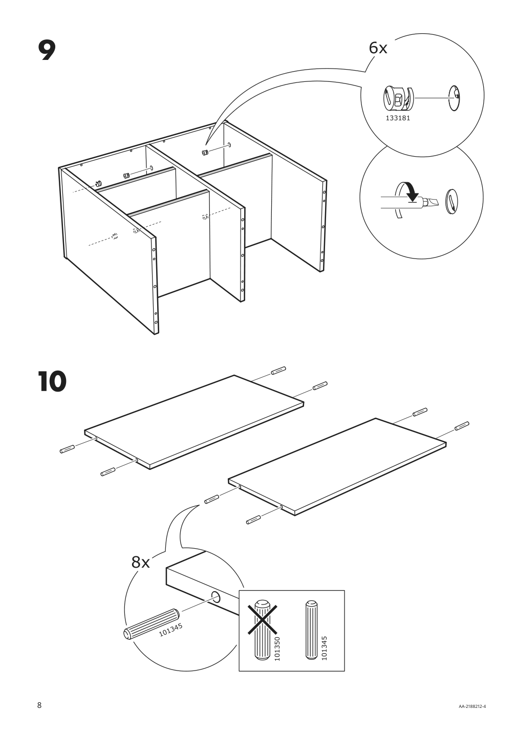 Assembly instructions for IKEA Ravaror open storage unit on casters oak veneer | Page 8 - IKEA RÅVAROR Open storage unit on casters 504.545.07