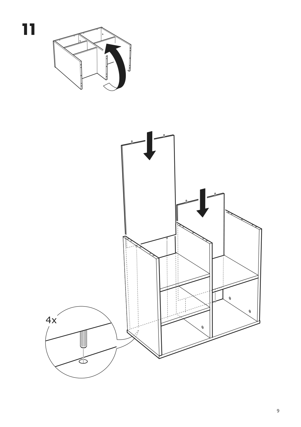 Assembly instructions for IKEA Ravaror open storage unit on casters oak veneer | Page 9 - IKEA RÅVAROR Open storage unit on casters 504.545.07