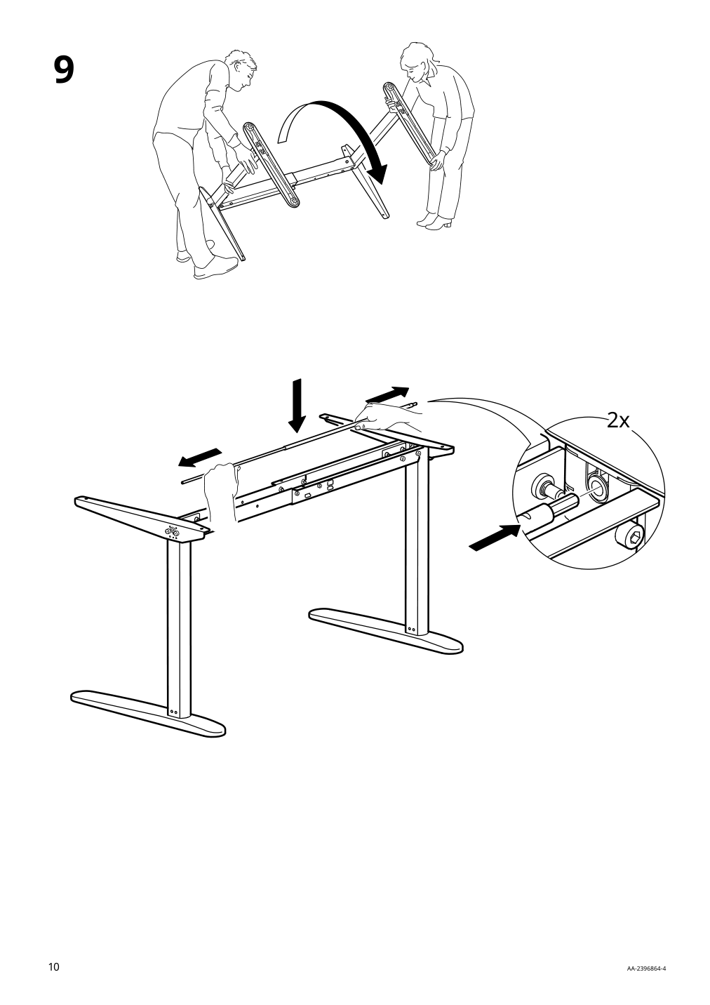 Assembly instructions for IKEA Relatera underframe sit stand f table top white | Page 10 - IKEA RELATERA desk combination sit/stand 395.557.63