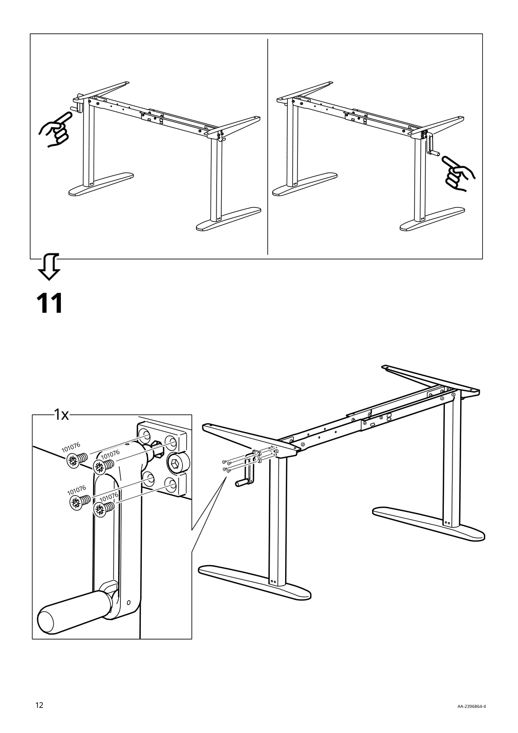 Assembly instructions for IKEA Relatera underframe sit stand f table top white | Page 12 - IKEA RELATERA desk combination sit/stand 395.557.63