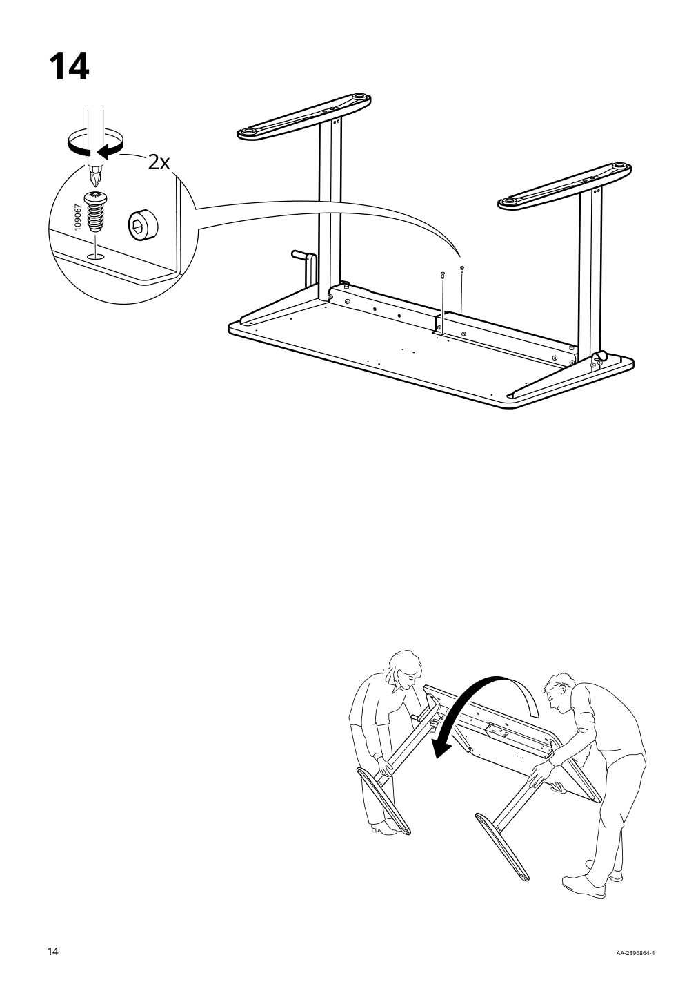 Assembly instructions for IKEA Relatera underframe sit stand f table top white | Page 14 - IKEA RELATERA desk combination sit/stand 395.557.63