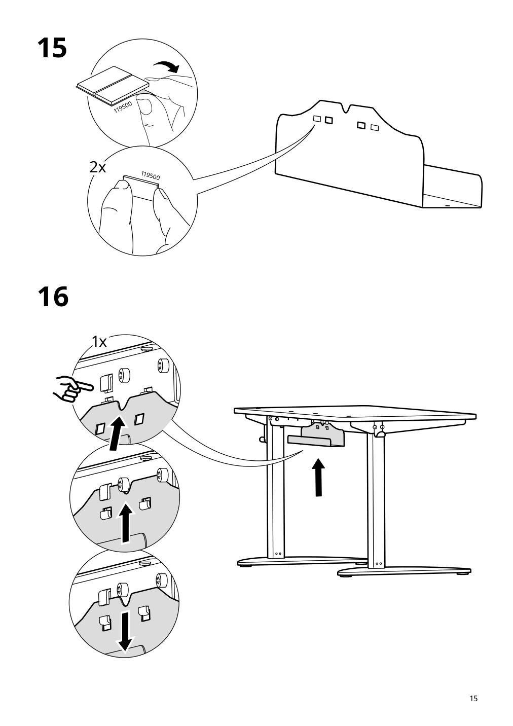 Assembly instructions for IKEA Relatera underframe sit stand f table top white | Page 15 - IKEA RELATERA desk combination sit/stand 395.557.63