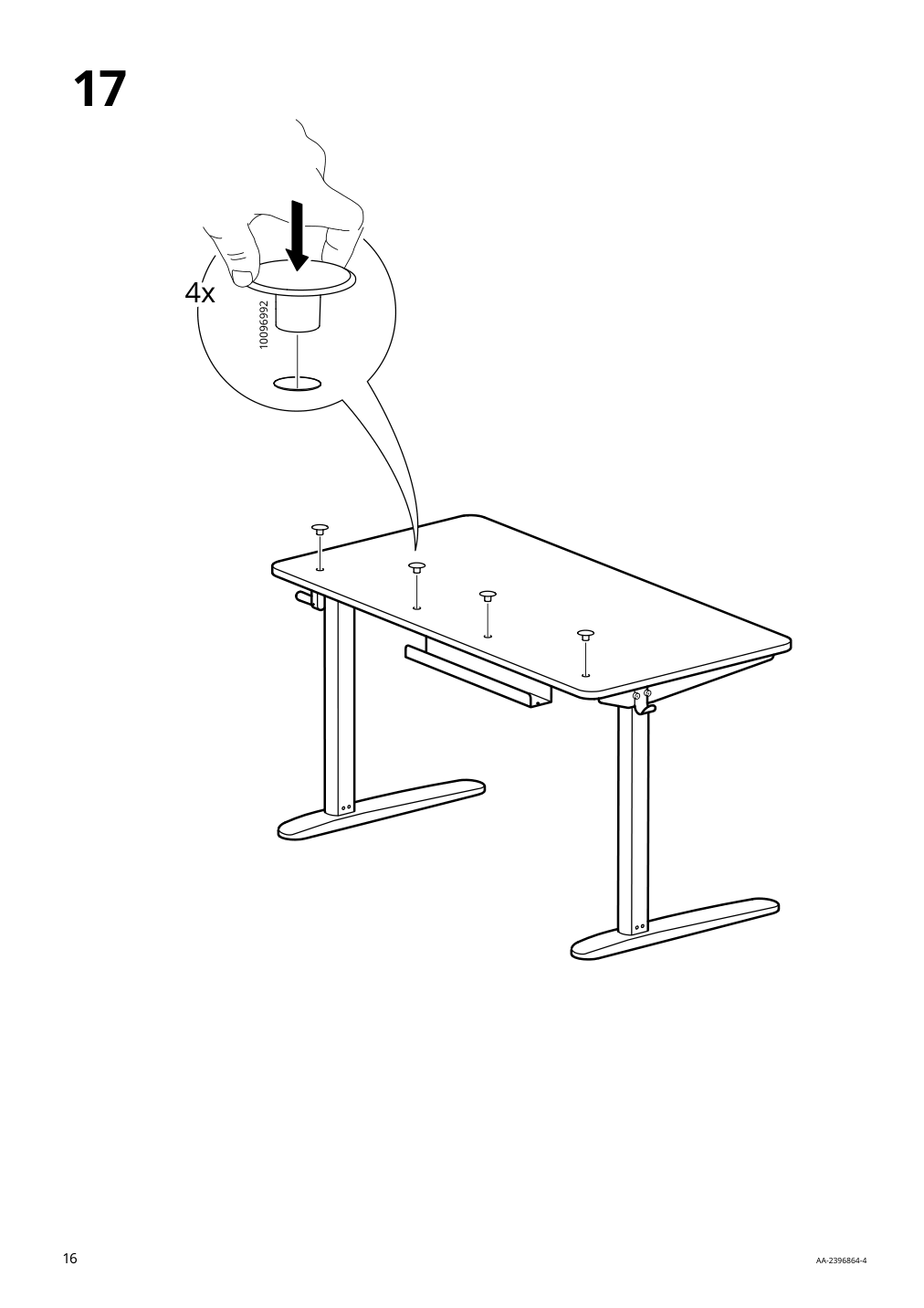Assembly instructions for IKEA Relatera underframe sit stand f table top white | Page 16 - IKEA RELATERA desk combination sit/stand 395.557.63