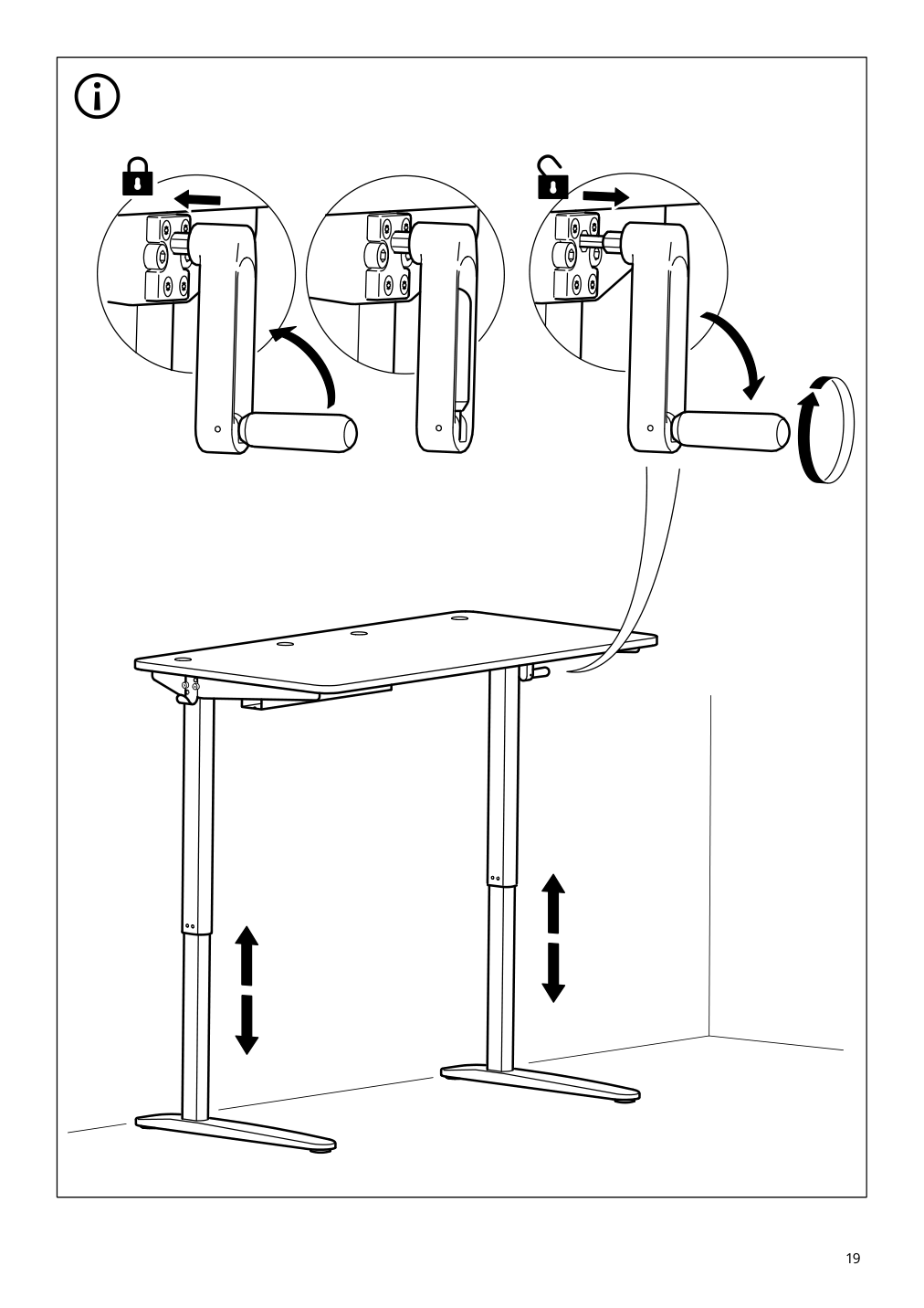 Assembly instructions for IKEA Relatera underframe sit stand f table top white | Page 19 - IKEA RELATERA desk combination sit/stand 395.557.63
