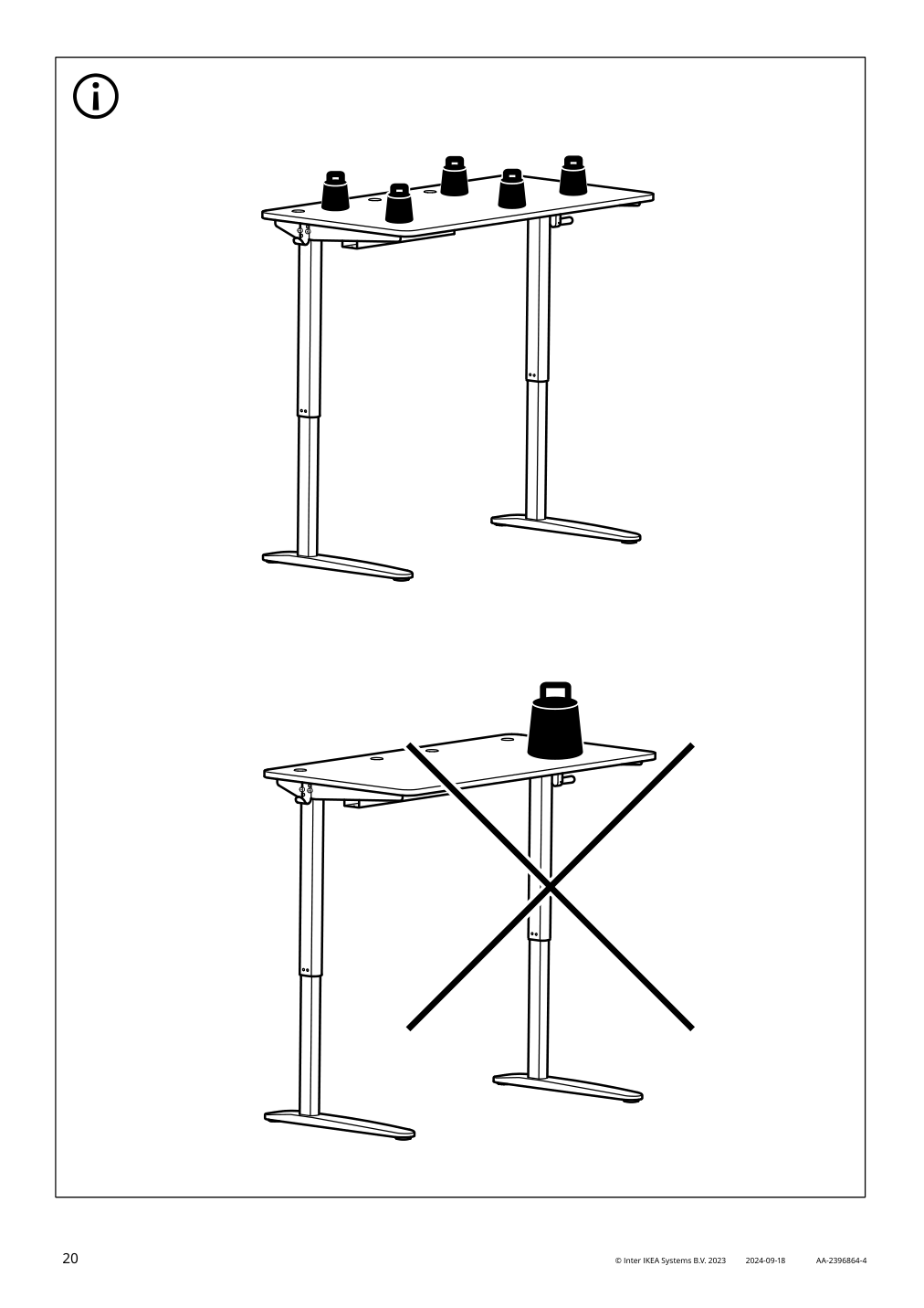 Assembly instructions for IKEA Relatera underframe sit stand f table top white | Page 20 - IKEA RELATERA desk combination sit/stand 395.557.63