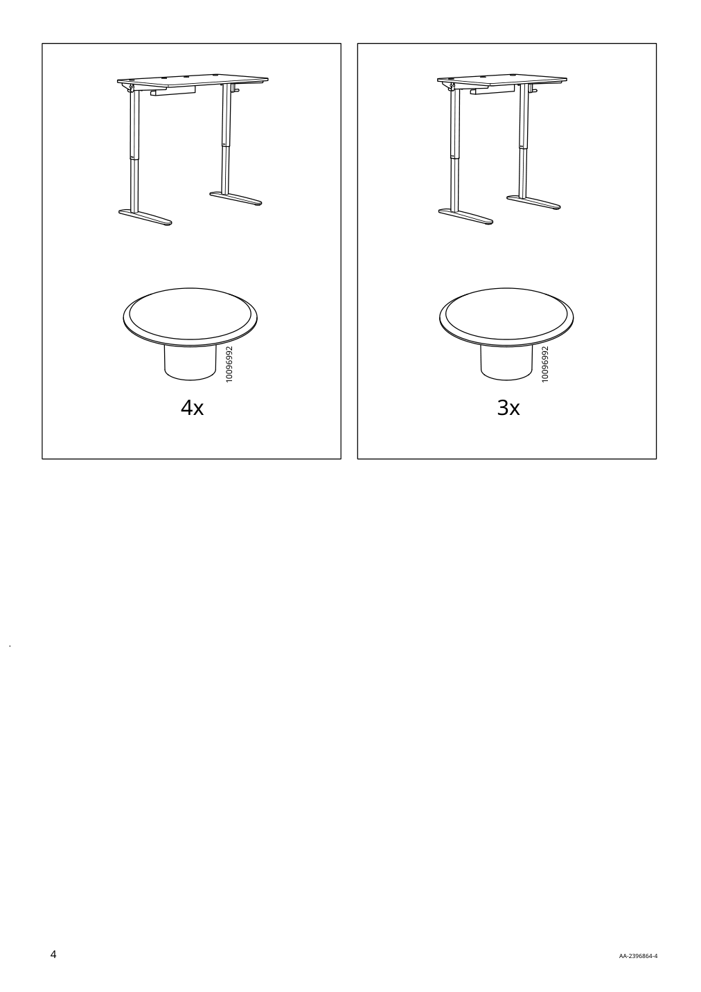 Assembly instructions for IKEA Relatera underframe sit stand f table top white | Page 4 - IKEA RELATERA desk combination sit/stand 395.557.63