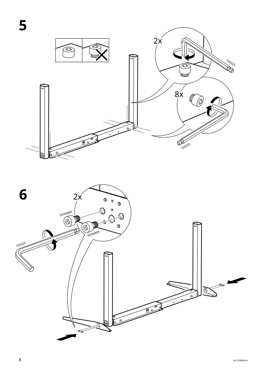 Assembly instructions for IKEA Relatera underframe sit stand f table top white | Page 8 - IKEA RELATERA desk combination sit/stand 395.557.63