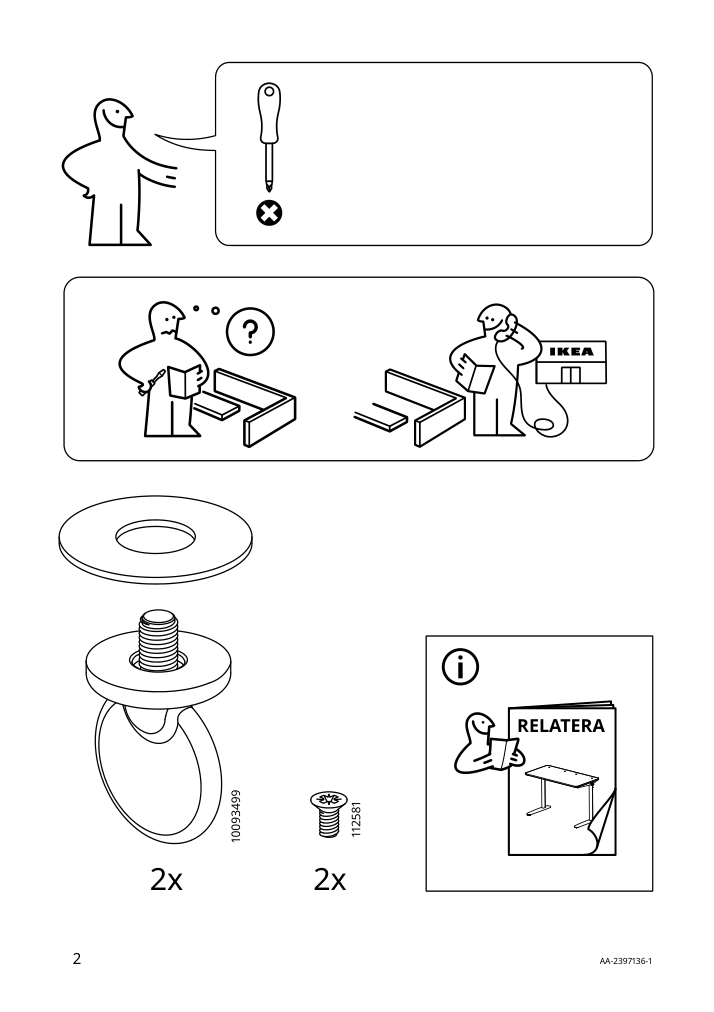 Assembly instructions for IKEA Relatera writing board whiteboard set of 2 light gray green | Page 2 - IKEA RELATERA desk combination sit/stand 395.557.63
