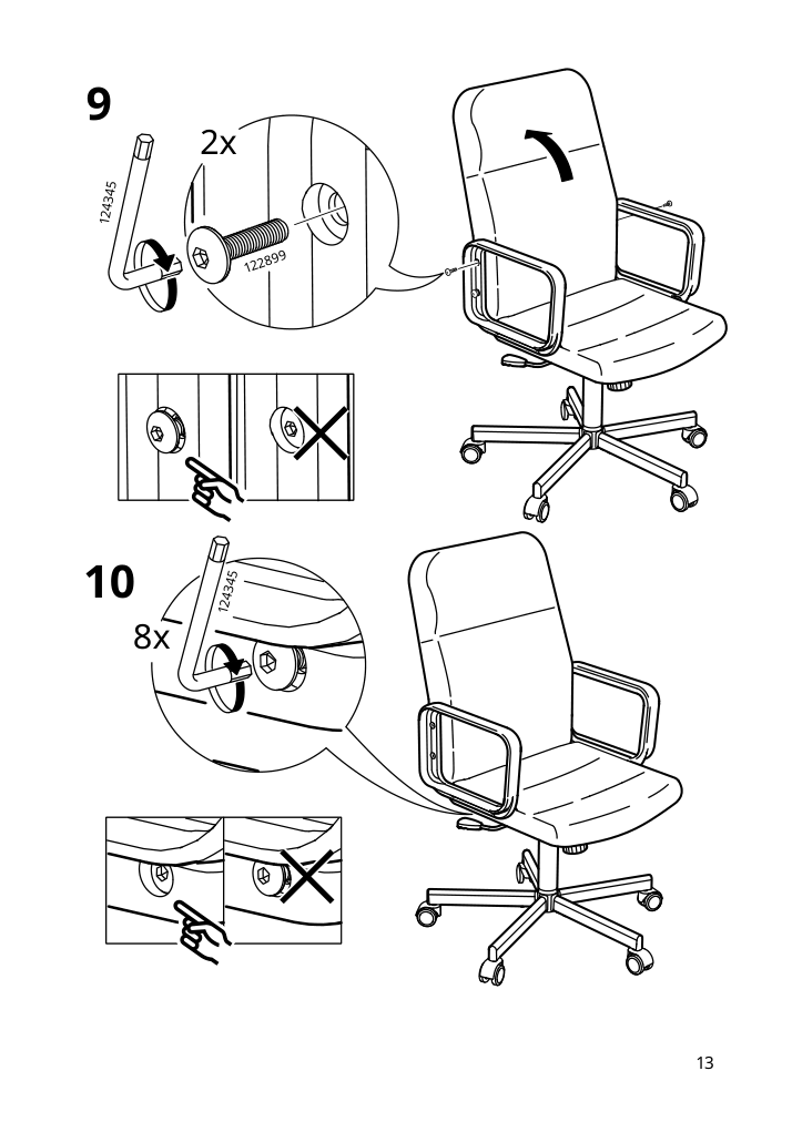 Assembly instructions for IKEA Renberget swivel chair bomstad black | Page 13 - IKEA RENBERGET swivel chair 604.935.46