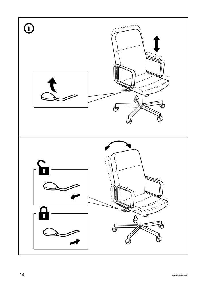 Assembly instructions for IKEA Renberget swivel chair bomstad black | Page 14 - IKEA RENBERGET swivel chair 604.935.46