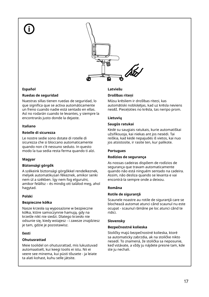 Assembly instructions for IKEA Renberget swivel chair bomstad black | Page 17 - IKEA RENBERGET swivel chair 604.935.46