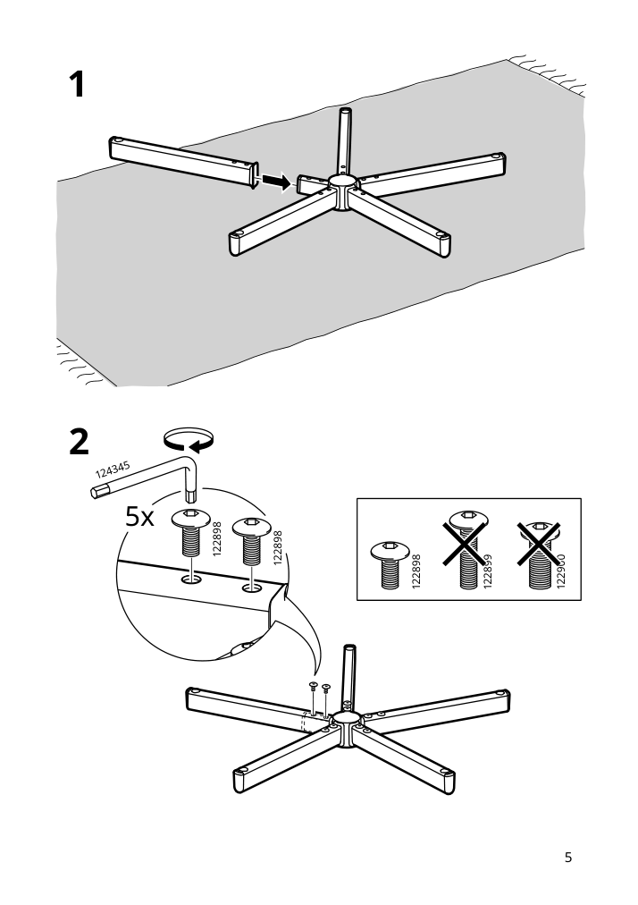 Assembly instructions for IKEA Renberget swivel chair bomstad black | Page 5 - IKEA RENBERGET swivel chair 604.935.46