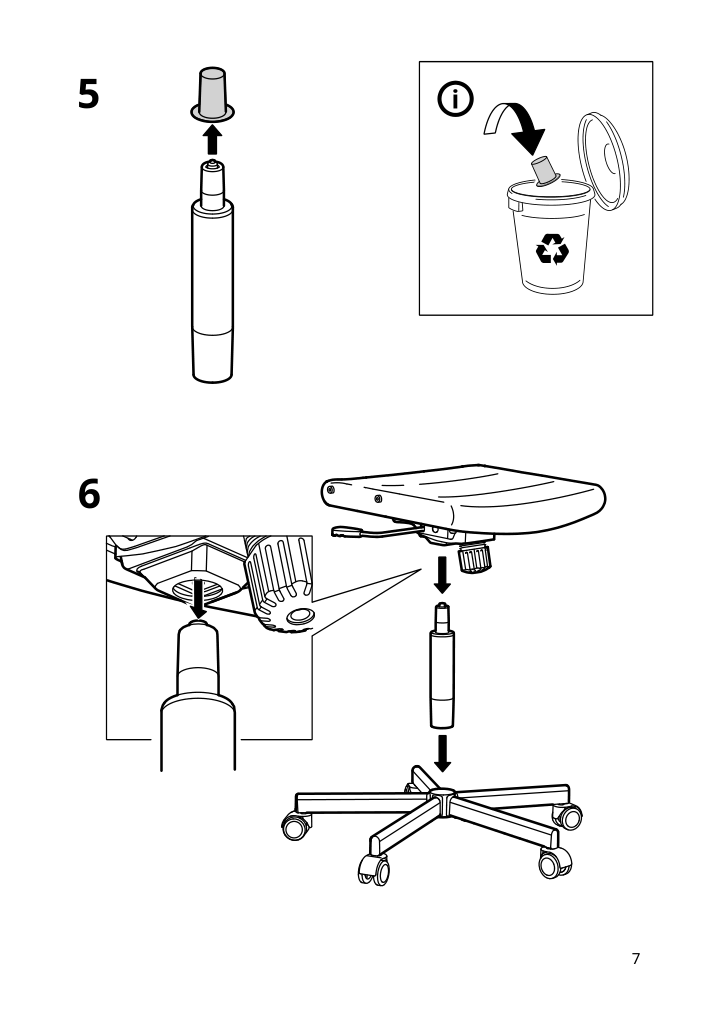 Assembly instructions for IKEA Renberget swivel chair bomstad black | Page 7 - IKEA RENBERGET swivel chair 604.935.46