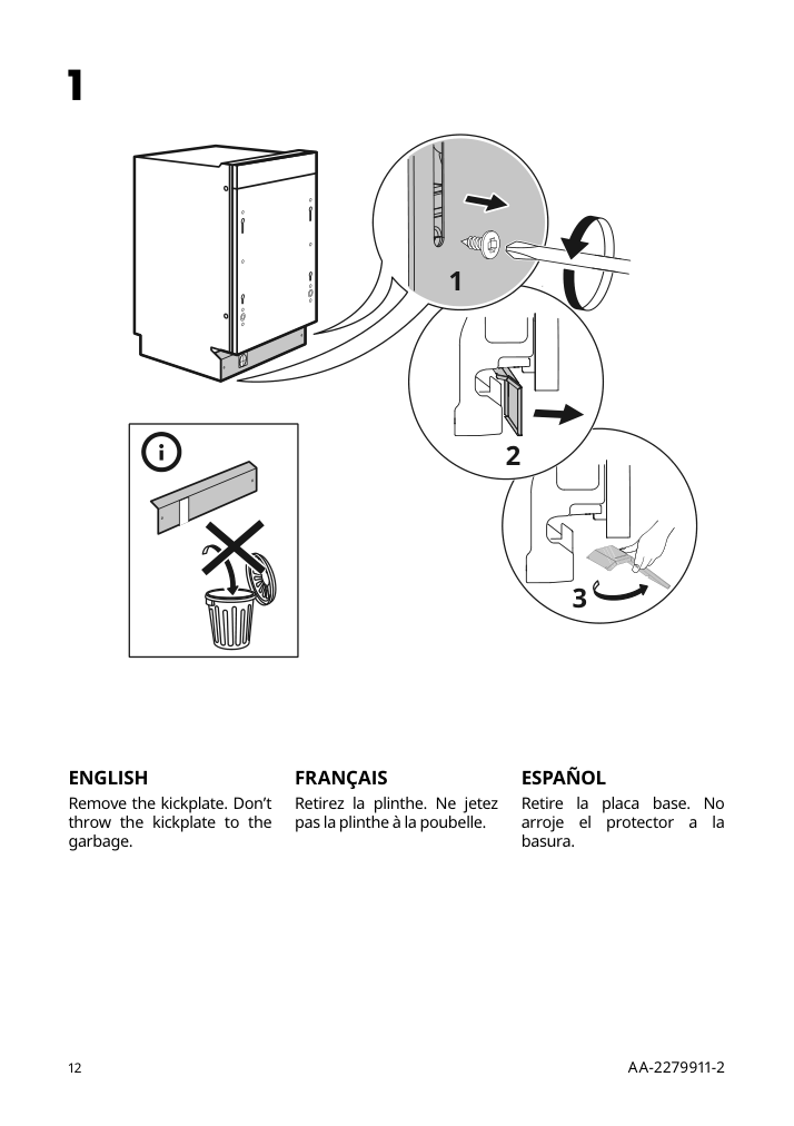 Assembly instructions for IKEA Rengjord built in dishwasher panel ready | Page 12 - IKEA RENGJORD built-in dishwasher 905.045.72