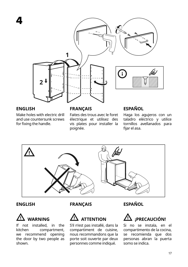 Assembly instructions for IKEA Rengjord built in dishwasher panel ready | Page 17 - IKEA RENGJORD built-in dishwasher 905.045.72