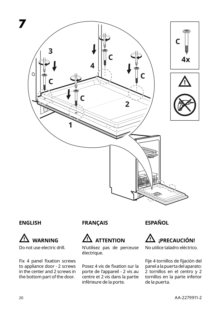 Assembly instructions for IKEA Rengjord built in dishwasher panel ready | Page 20 - IKEA RENGJORD built-in dishwasher 905.045.72