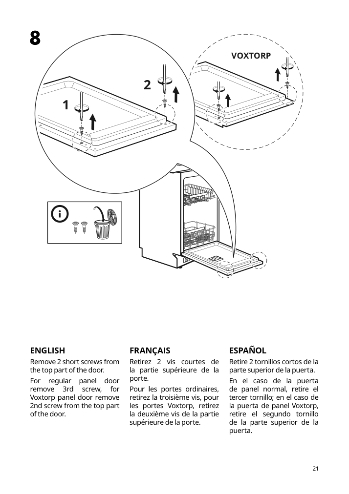 Assembly instructions for IKEA Rengjord built in dishwasher panel ready | Page 21 - IKEA RENGJORD built-in dishwasher 905.045.72