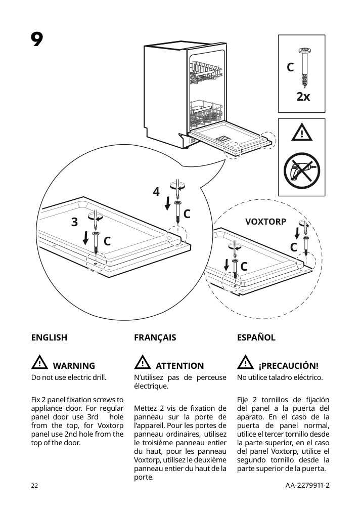 Assembly instructions for IKEA Rengjord built in dishwasher panel ready | Page 22 - IKEA RENGJORD built-in dishwasher 905.045.72