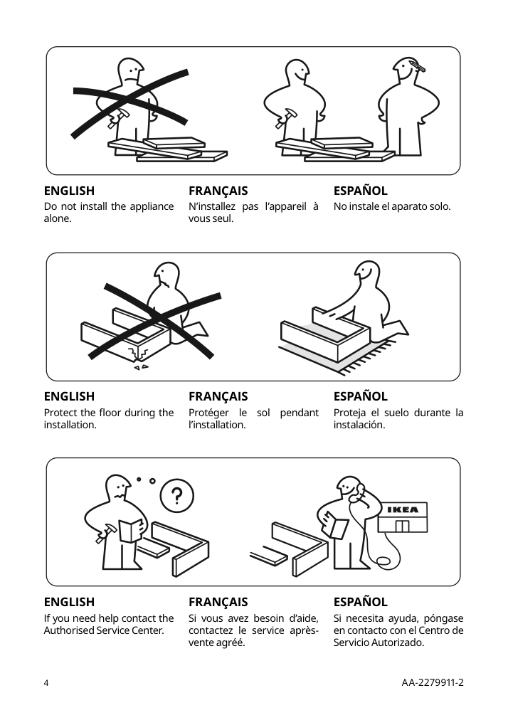 Assembly instructions for IKEA Rengjord built in dishwasher panel ready | Page 4 - IKEA RENGJORD built-in dishwasher 905.045.72