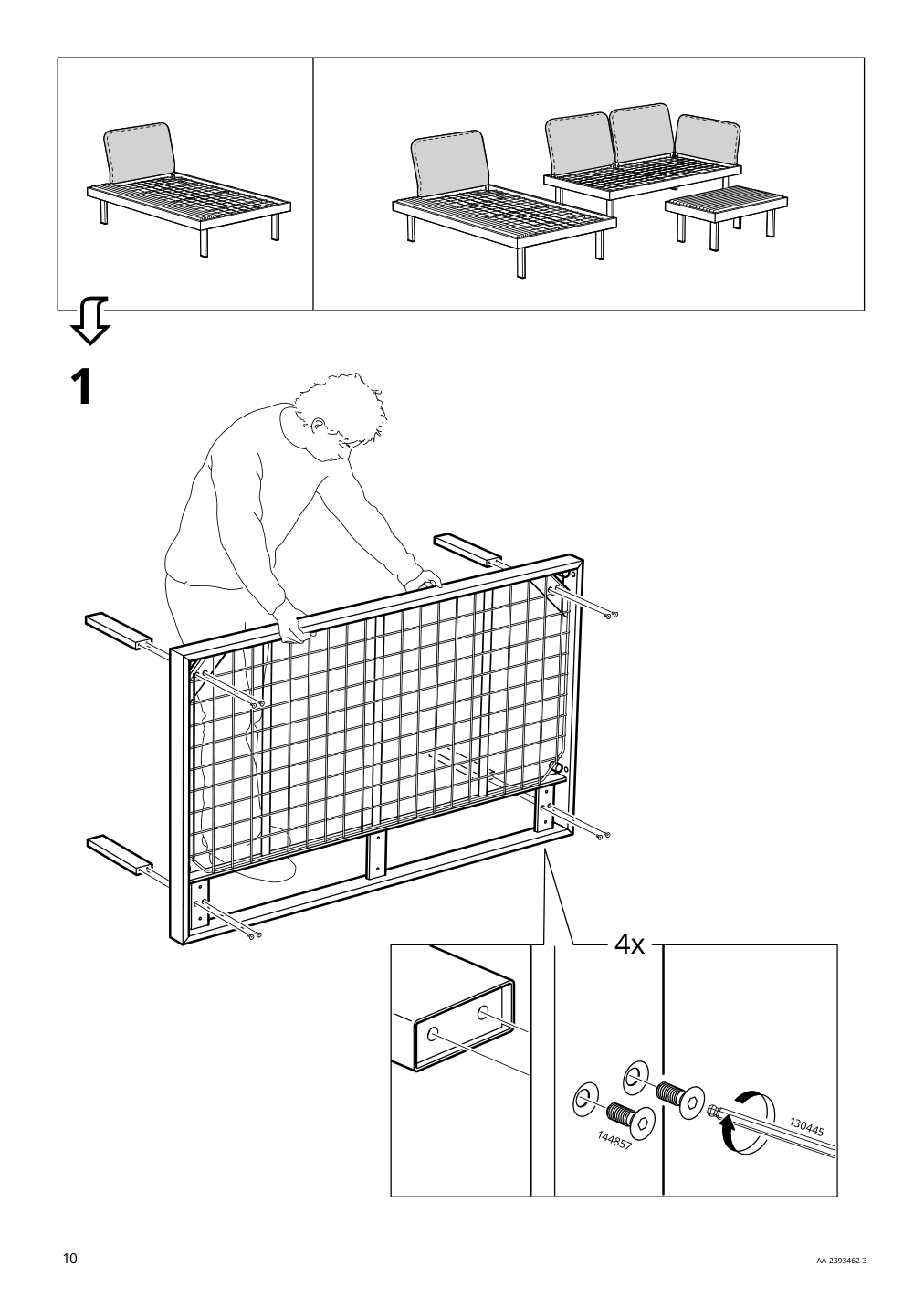 Assembly instructions for IKEA Revskaer 3 seat conversation set anthracite outdoor | Page 10 - IKEA REVSKÄR 3-seat conversation set 195.446.24